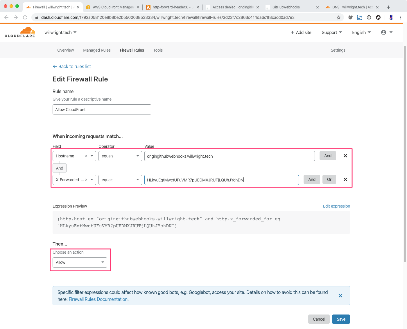 Configure CloudFront firewall